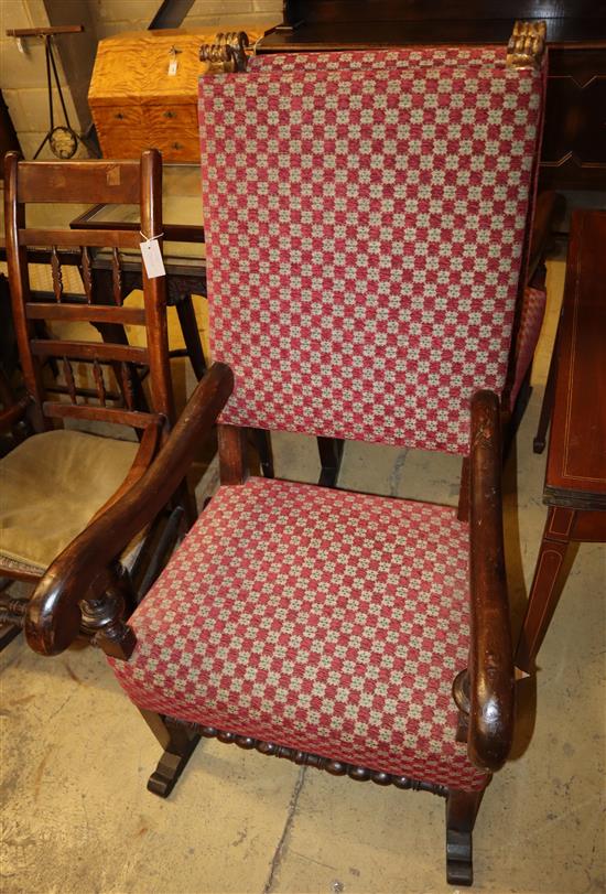 A pair of 17th century Italian armchairs, a.f.